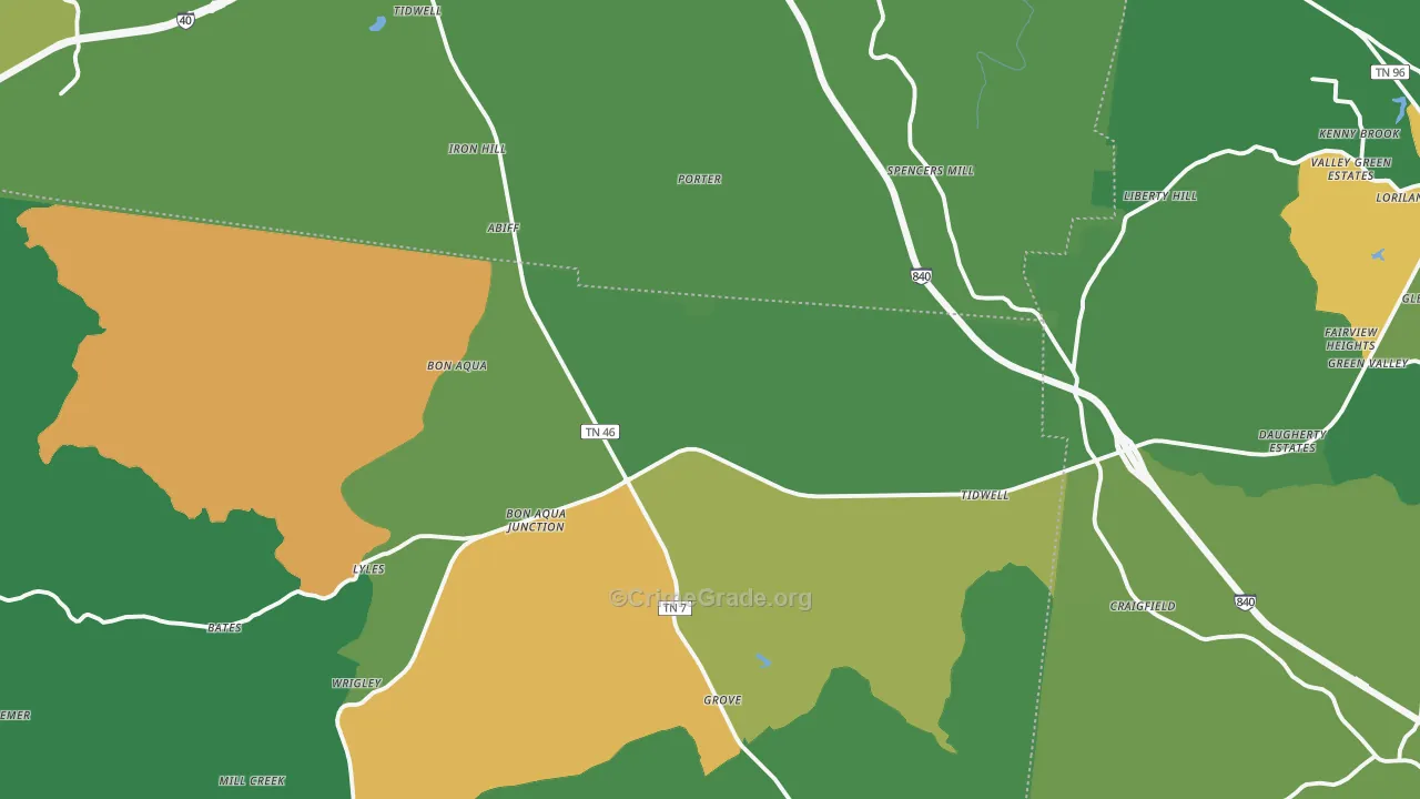 Bon Aqua, TN Map of Assault Rates