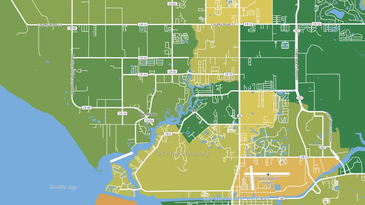 Bon Secour, AL Map of Assault Rates