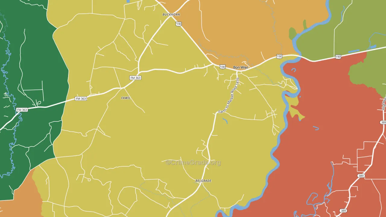 Bon Wier, TX Map of Assault Rates