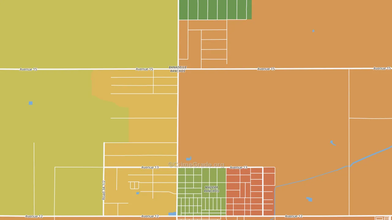 Bonadelle Ranchos-Madera Ranchos, CA Map of Assault Rates