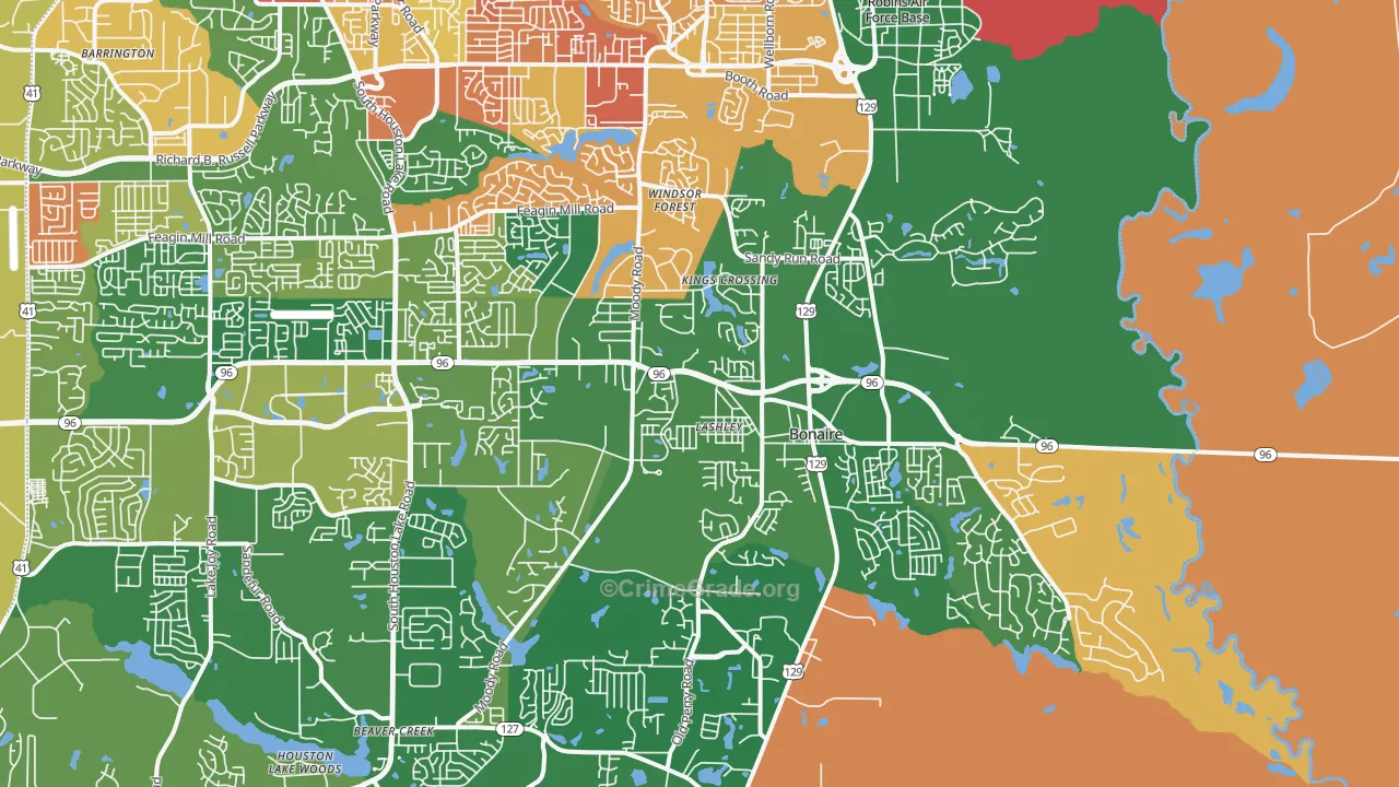 Bonaire, GA Map of Assault Rates