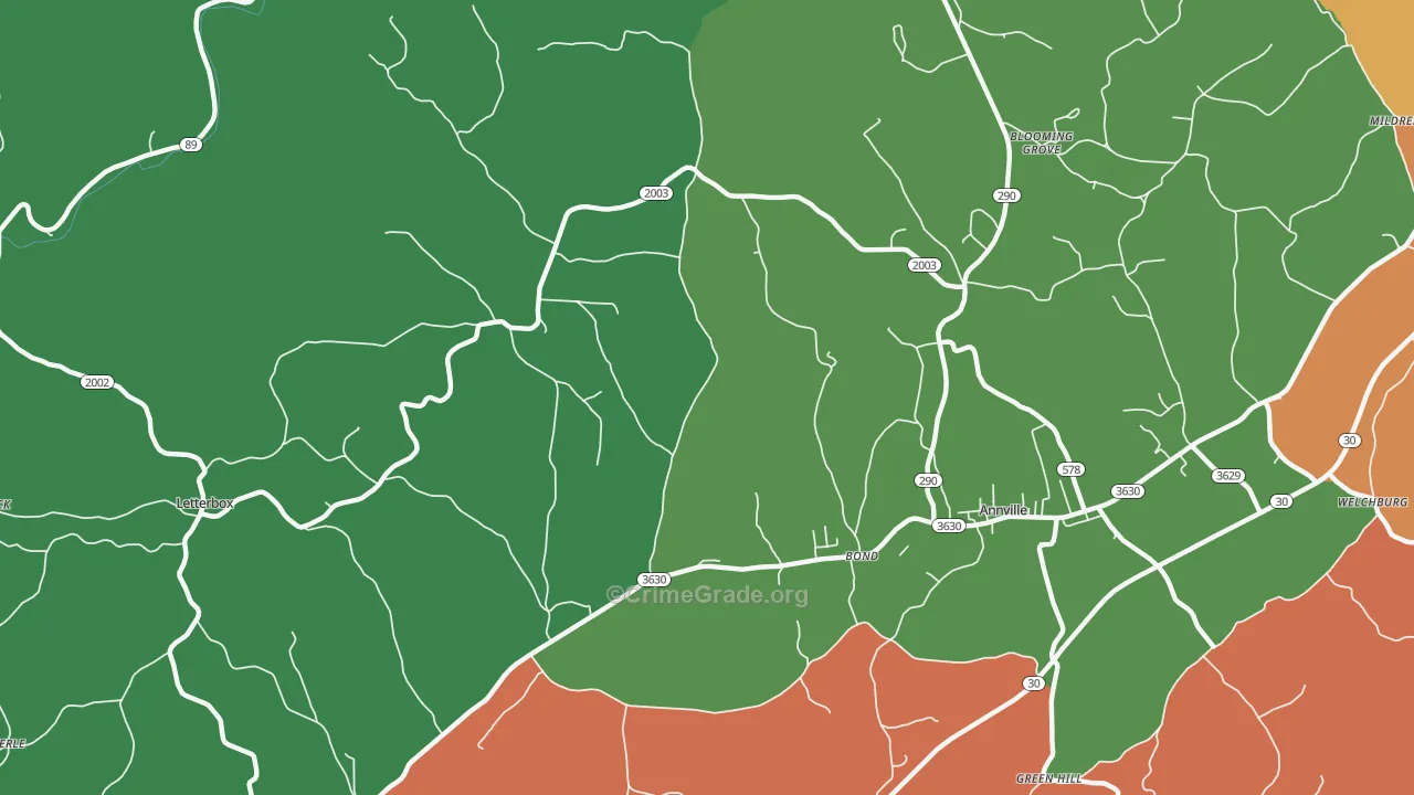 Bond, KY Map of Assault Rates