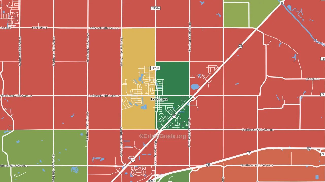 Bondurant, IA Map of Assault Rates