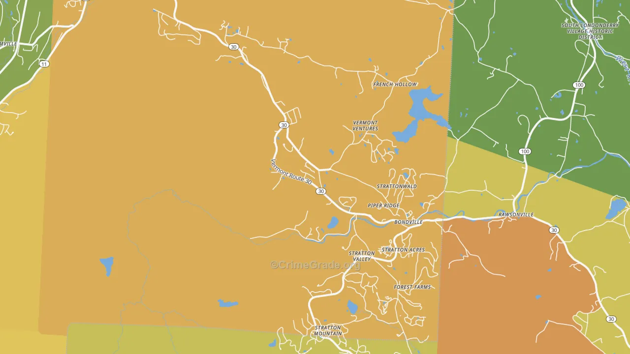 Bondville, VT Map of Assault Rates