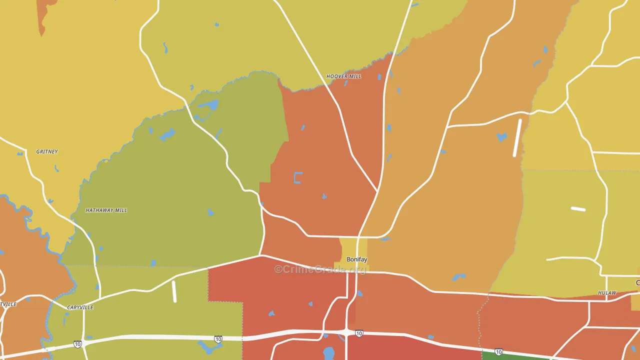 Bonifay, FL Map of Assault Rates