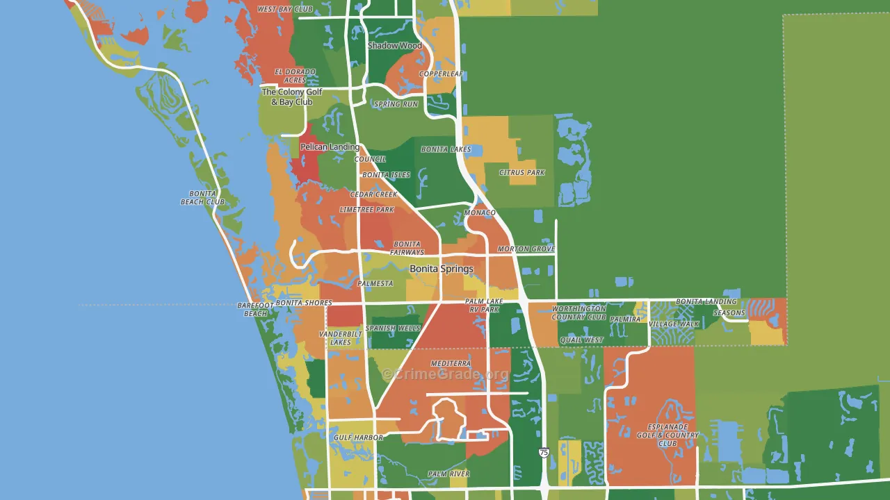 Bonita Springs, FL Map of Assault Rates