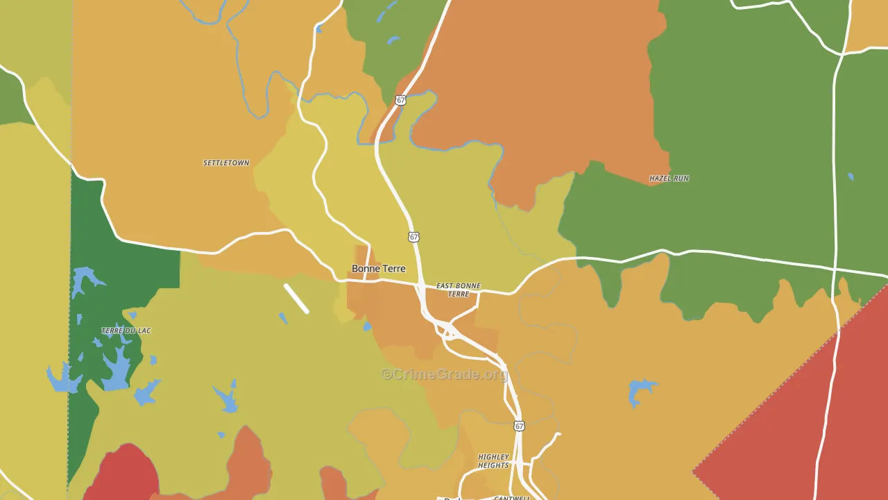 Bonne Terre, MO Map of Assault Rates