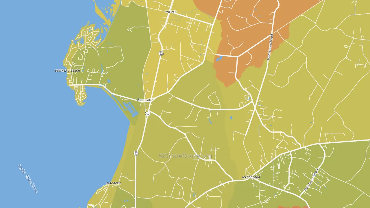 Bonneau, SC Map of Assault Rates