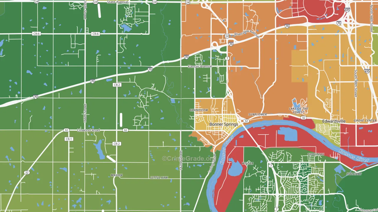 Bonner Springs, KS Map of Assault Rates