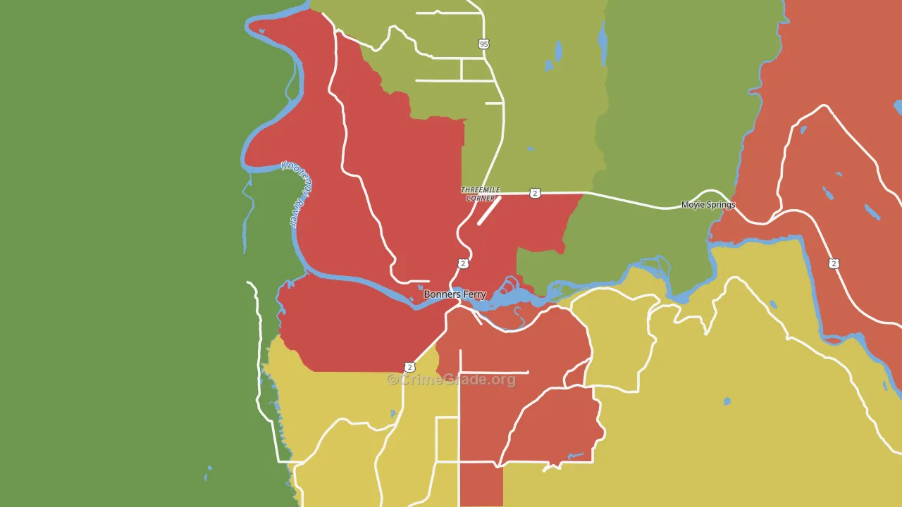 Bonners Ferry, ID Map of Assault Rates