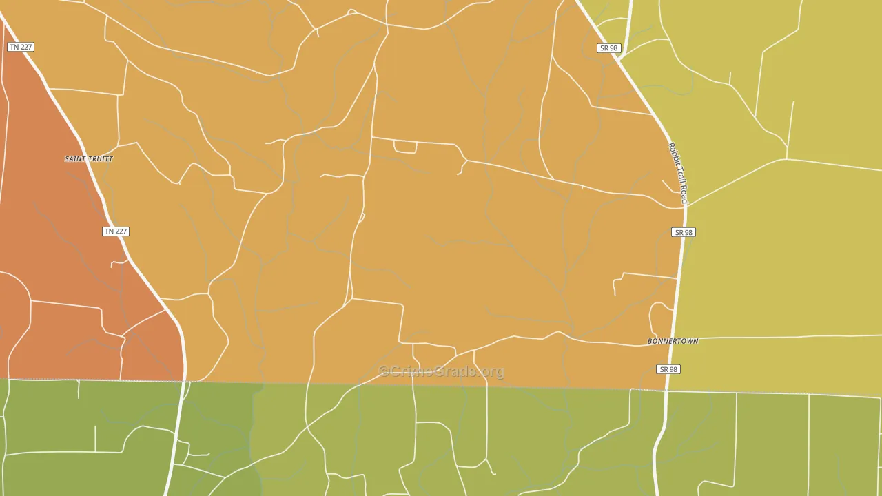 Bonnertown, TN Map of Assault Rates