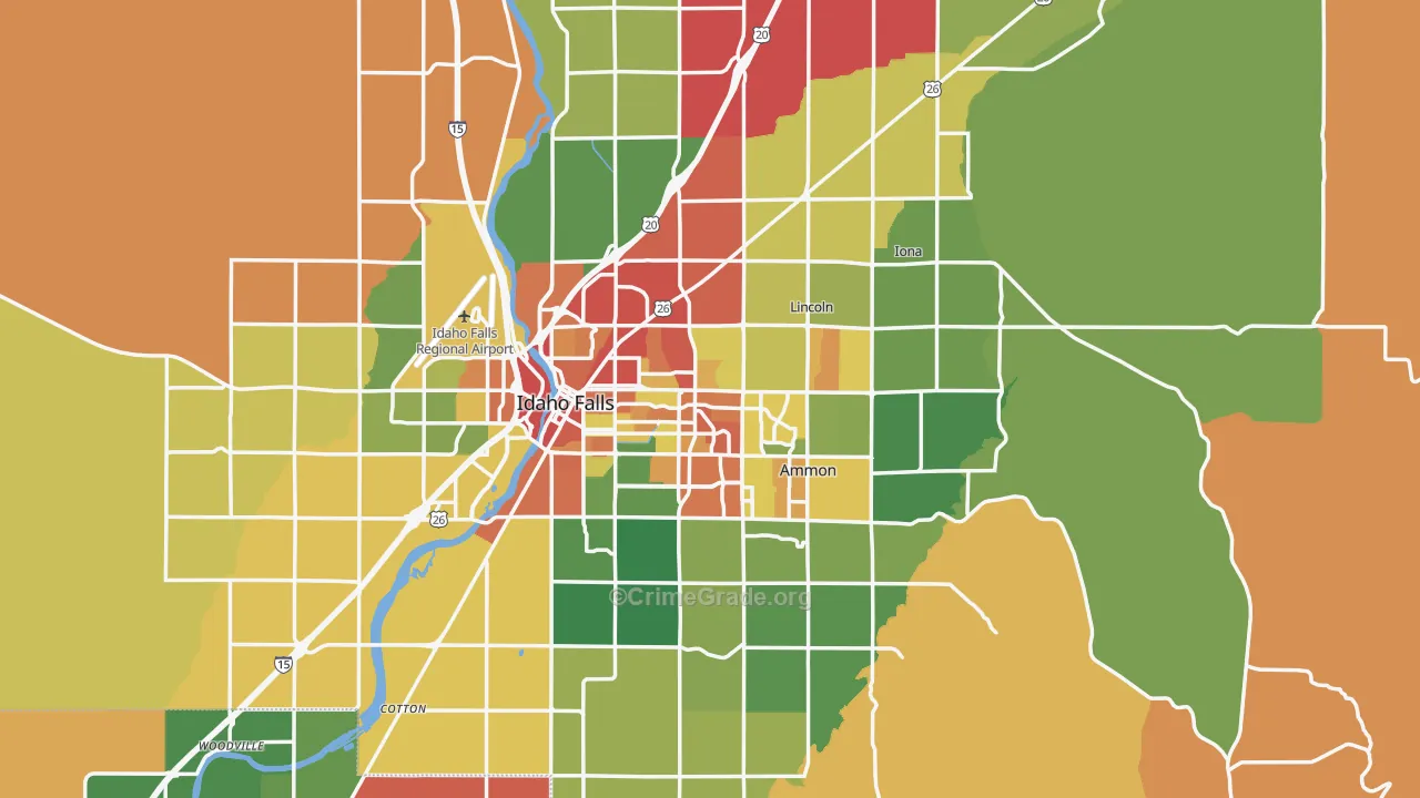 Bonneville County, ID Map of Assault Rates