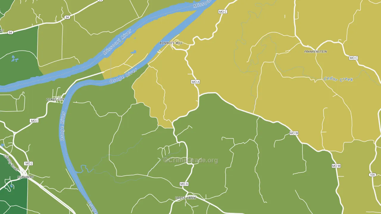 Bonnots Mill, MO Map of Assault Rates