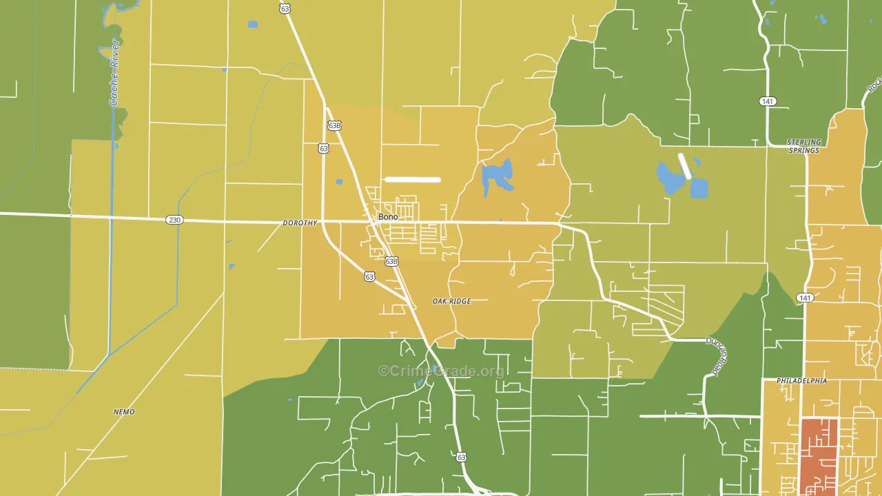 Bono, AR Map of Assault Rates