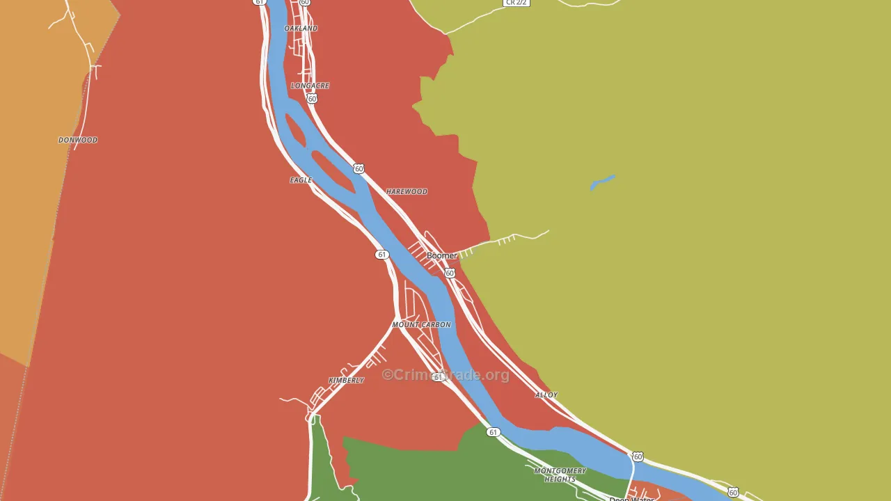 Boomer, WV Map of Assault Rates