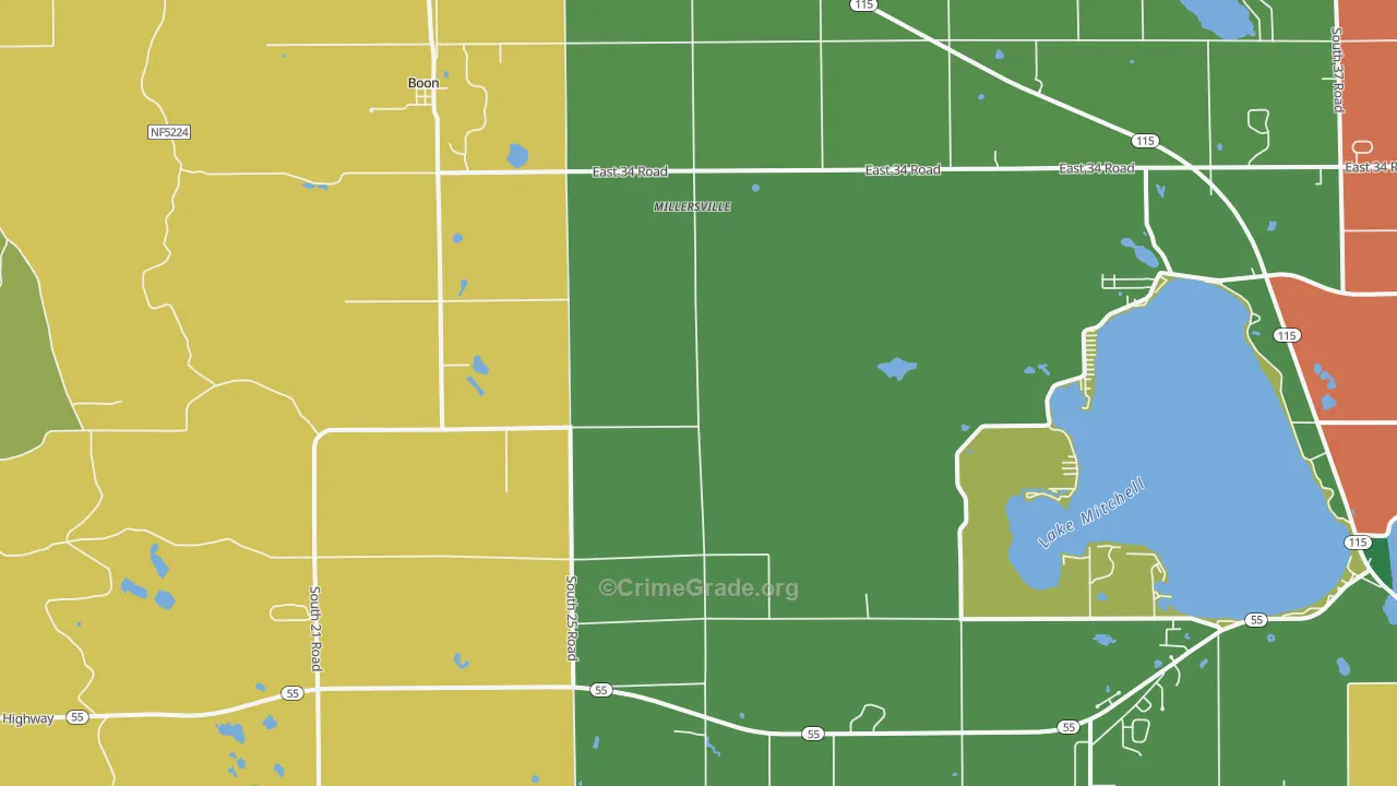 Boon, MI Map of Assault Rates