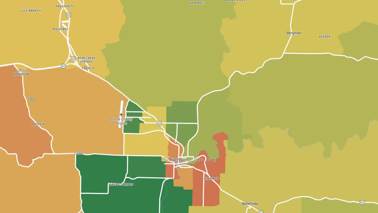 Boone County, AR Map of Assault Rates