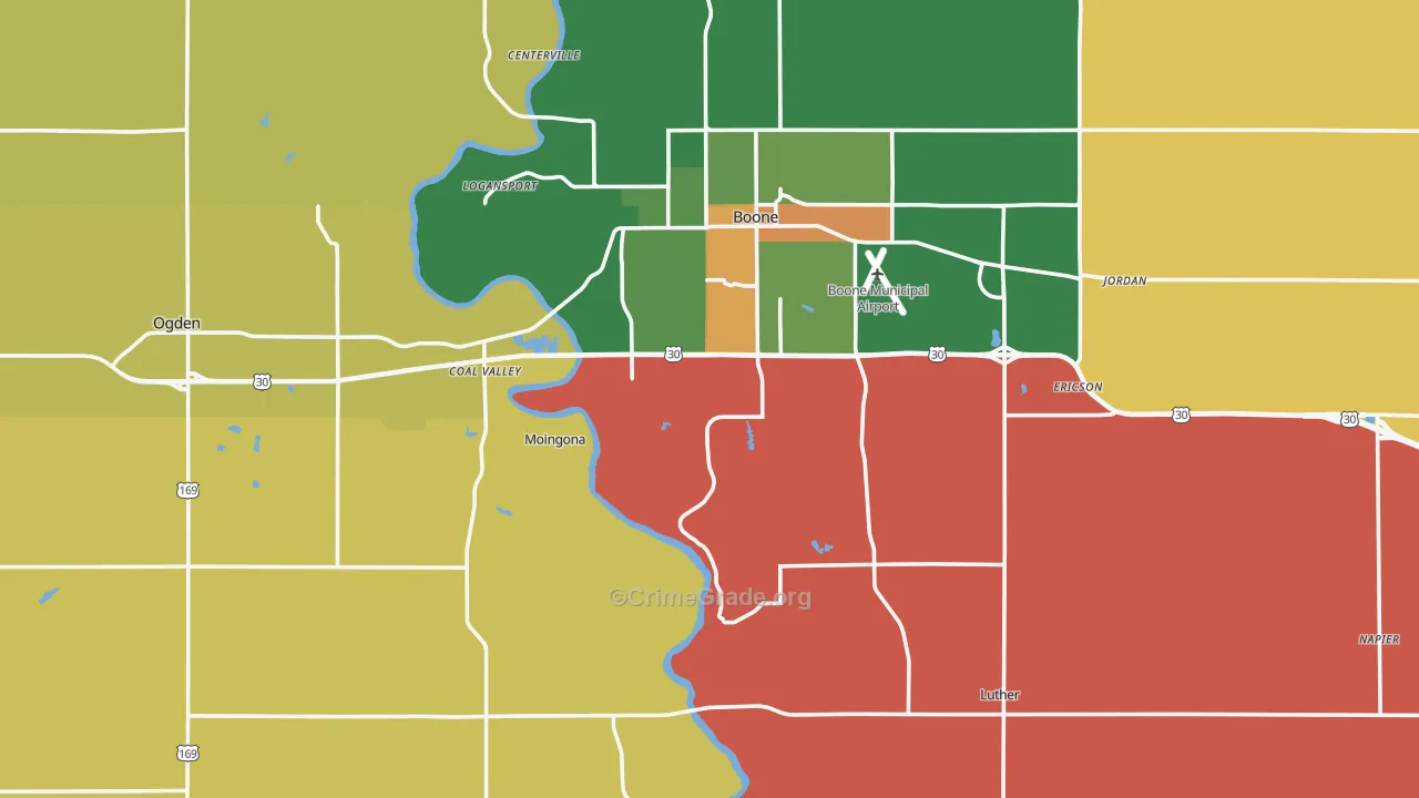Boone County, IA Map of Assault Rates