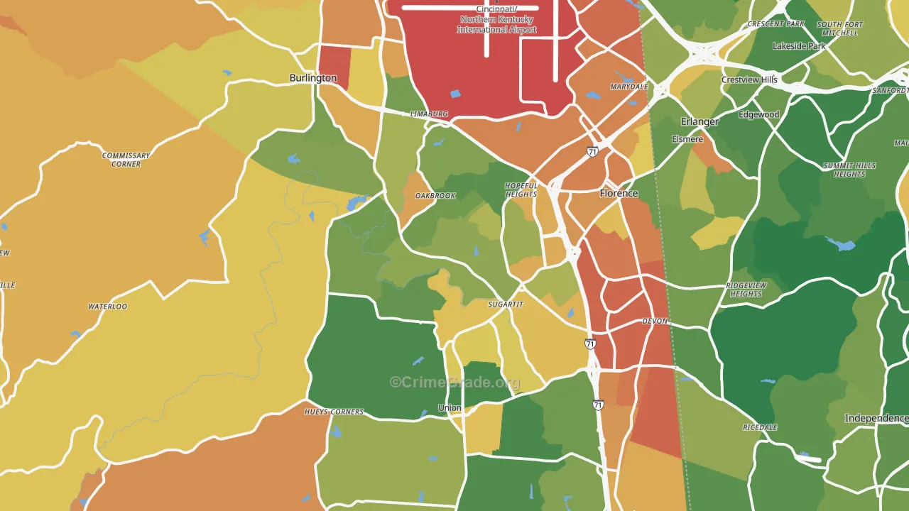 Boone County, KY Map of Assault Rates