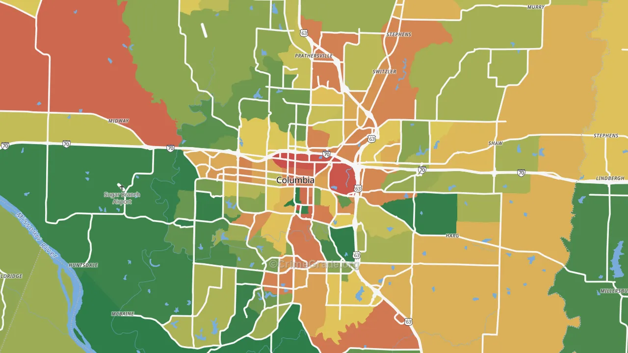 Boone County, MO Map of Assault Rates