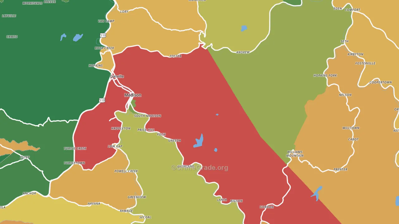 Boone County, WV Map of Assault Rates