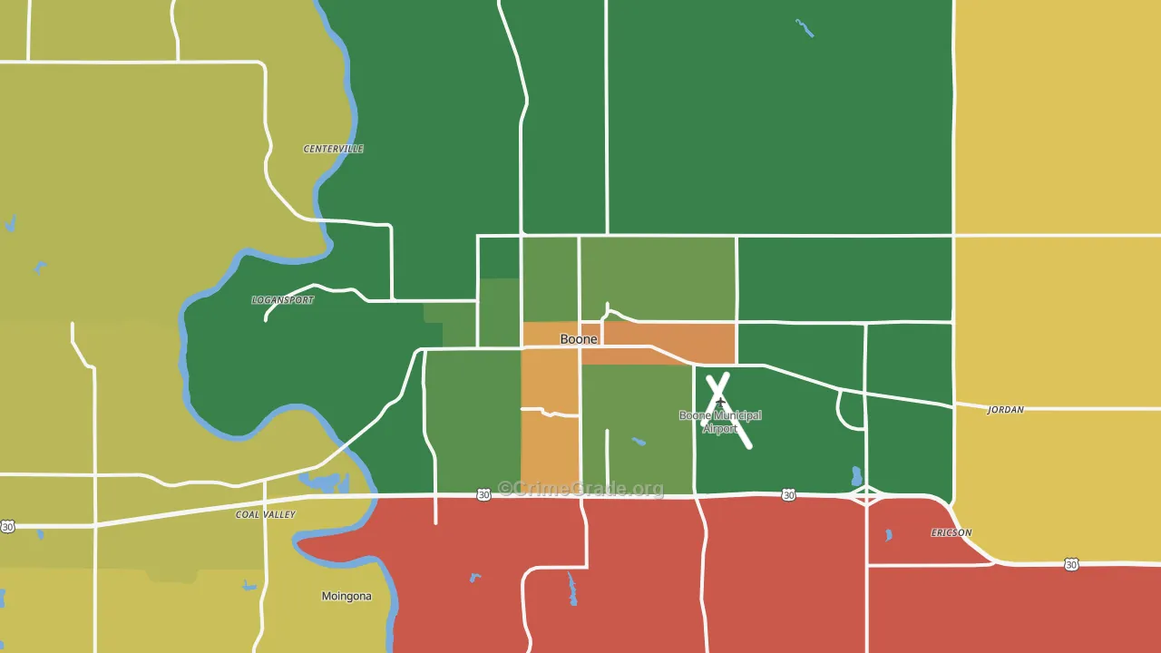 Boone, IA Map of Assault Rates