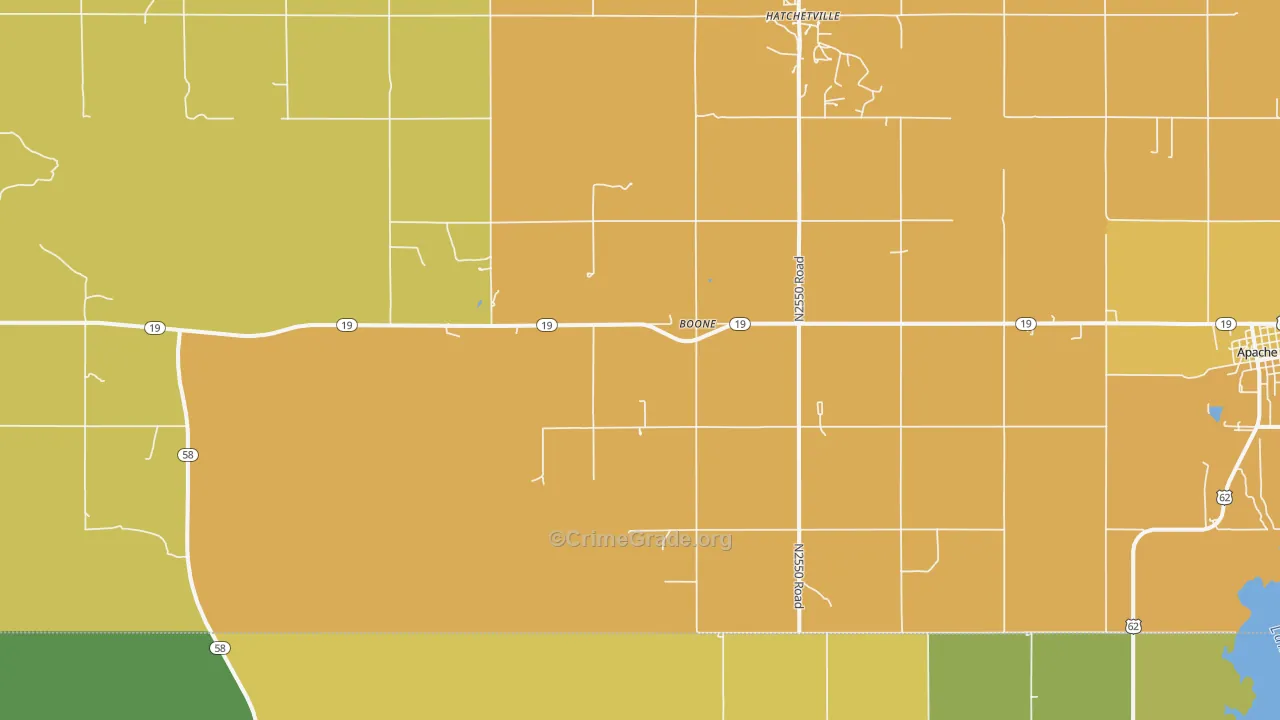 Boone, OK Map of Assault Rates