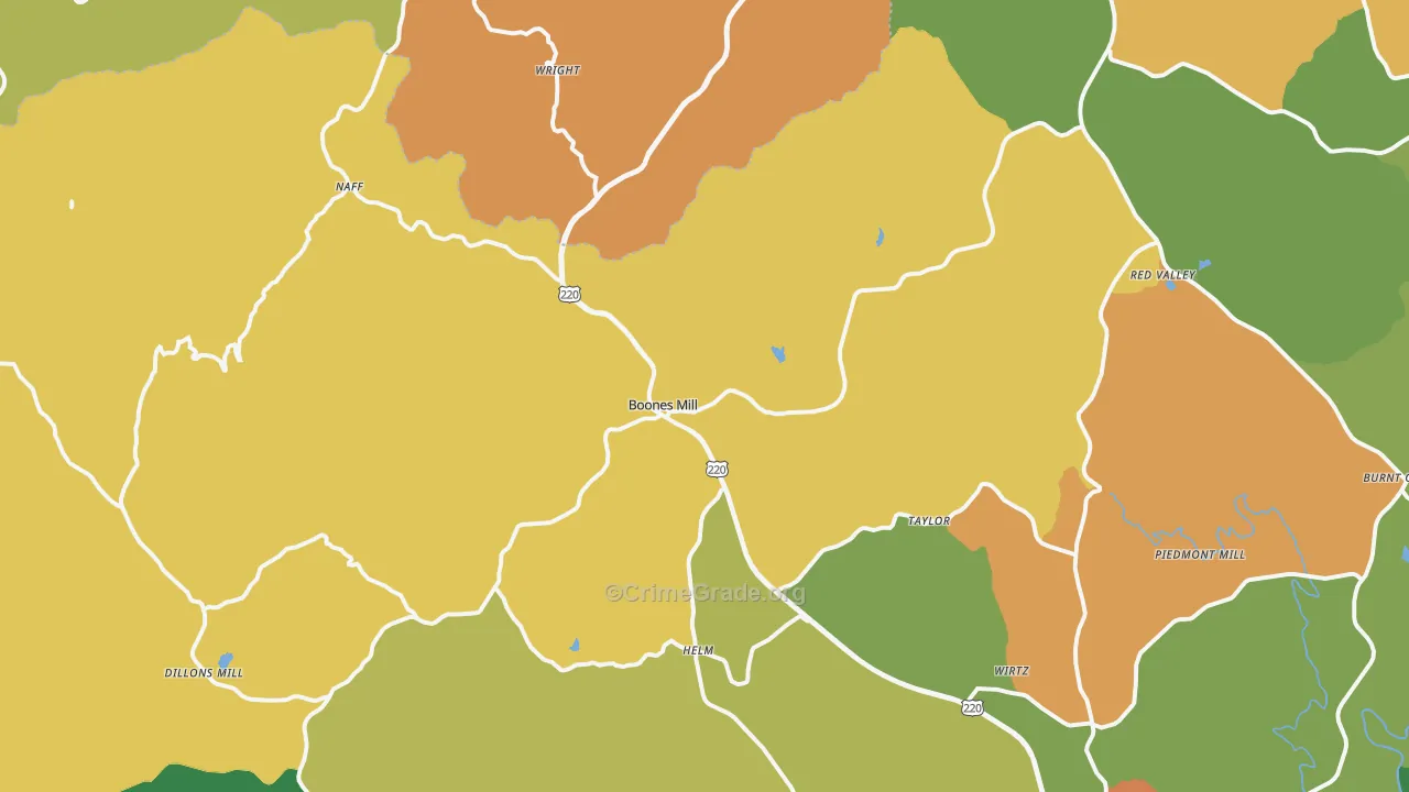 Boones Mill, VA Map of Assault Rates