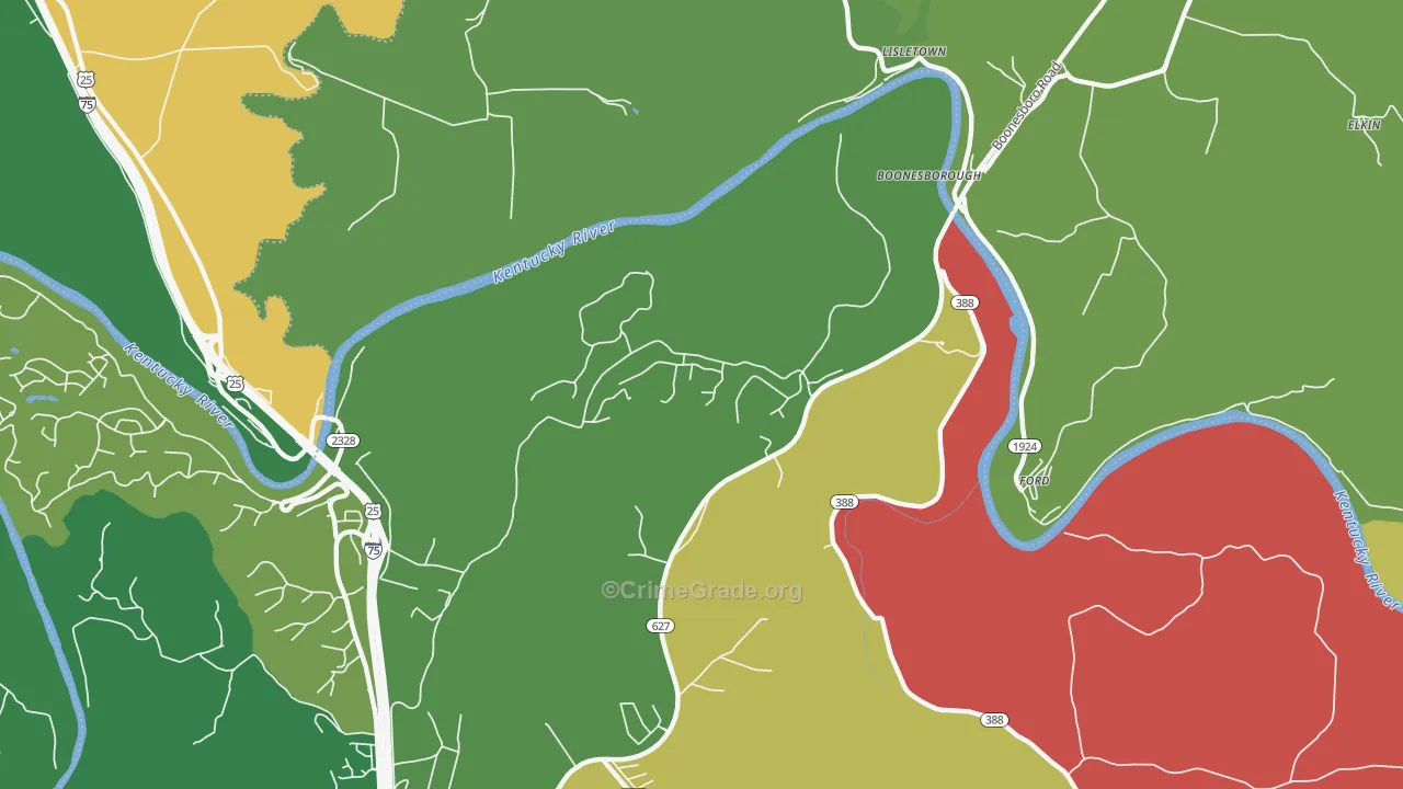 Boonesboro, KY Map of Assault Rates