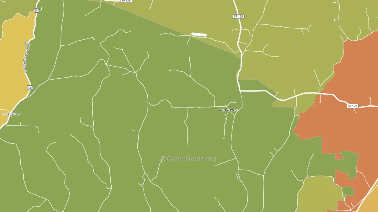 Booneville, TN Map of Assault Rates