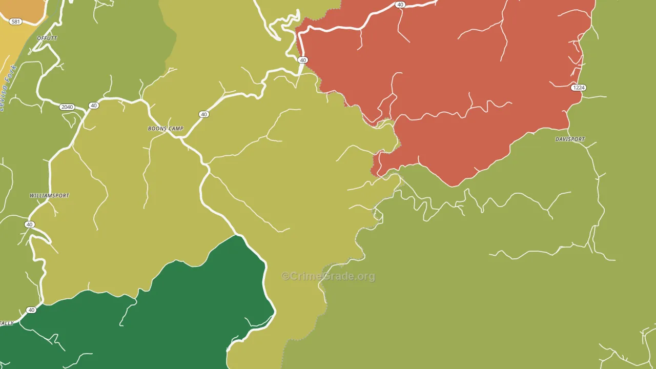 Boons Camp, KY Map of Assault Rates