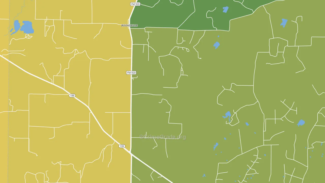 Boonsville, TX Map of Assault Rates