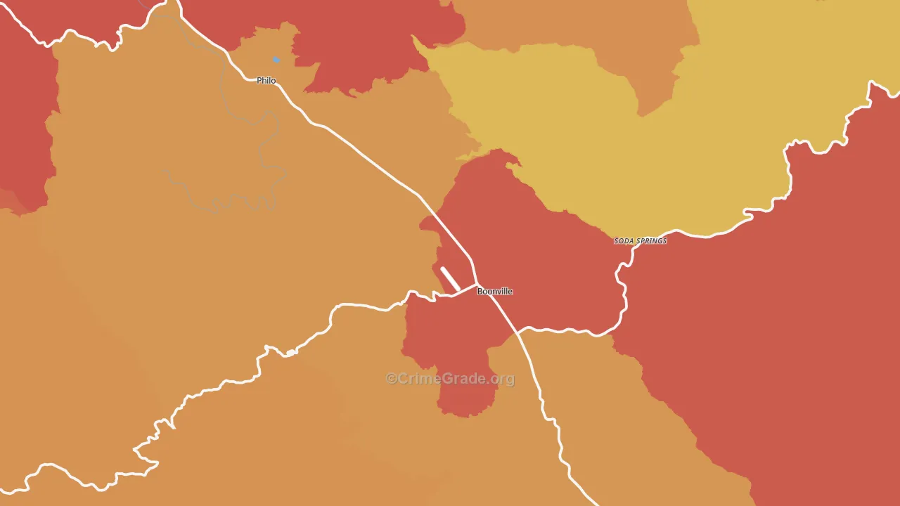 Boonville, CA Map of Assault Rates