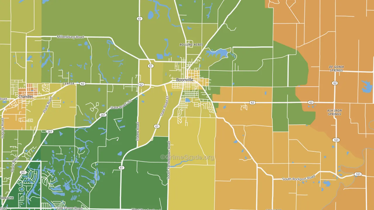 Boonville, IN Map of Assault Rates