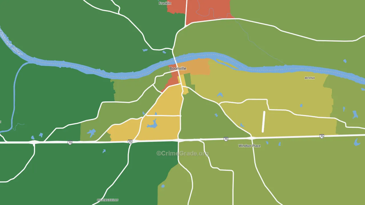 Boonville, MO Map of Assault Rates
