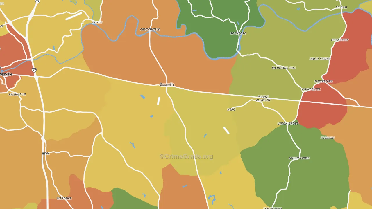 Boonville, NC Map of Assault Rates