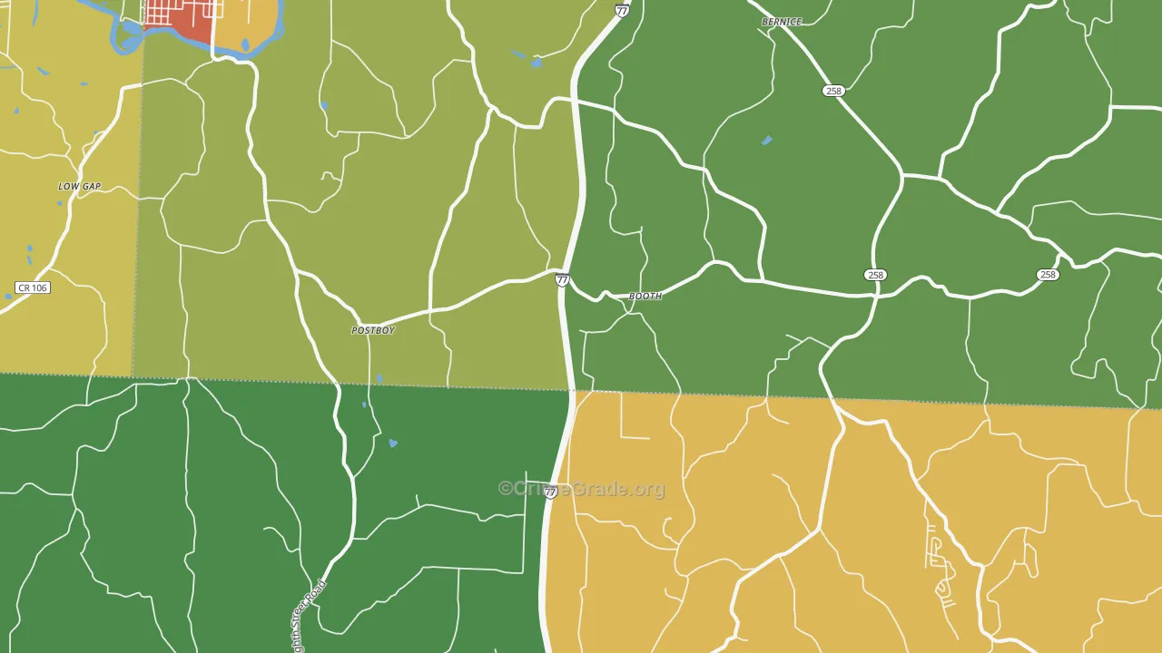 Booth, OH Map of Assault Rates