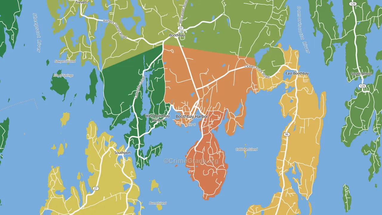Boothbay Harbor, ME Map of Assault Rates