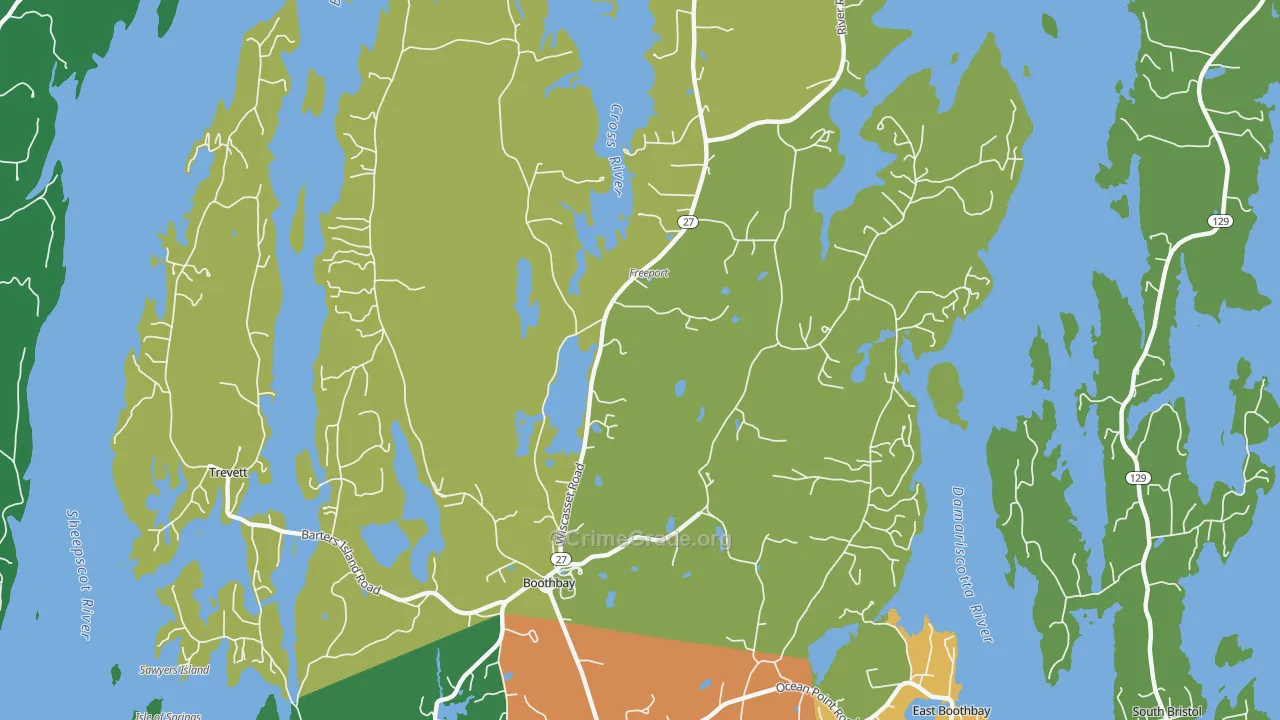 Boothbay, ME Map of Assault Rates