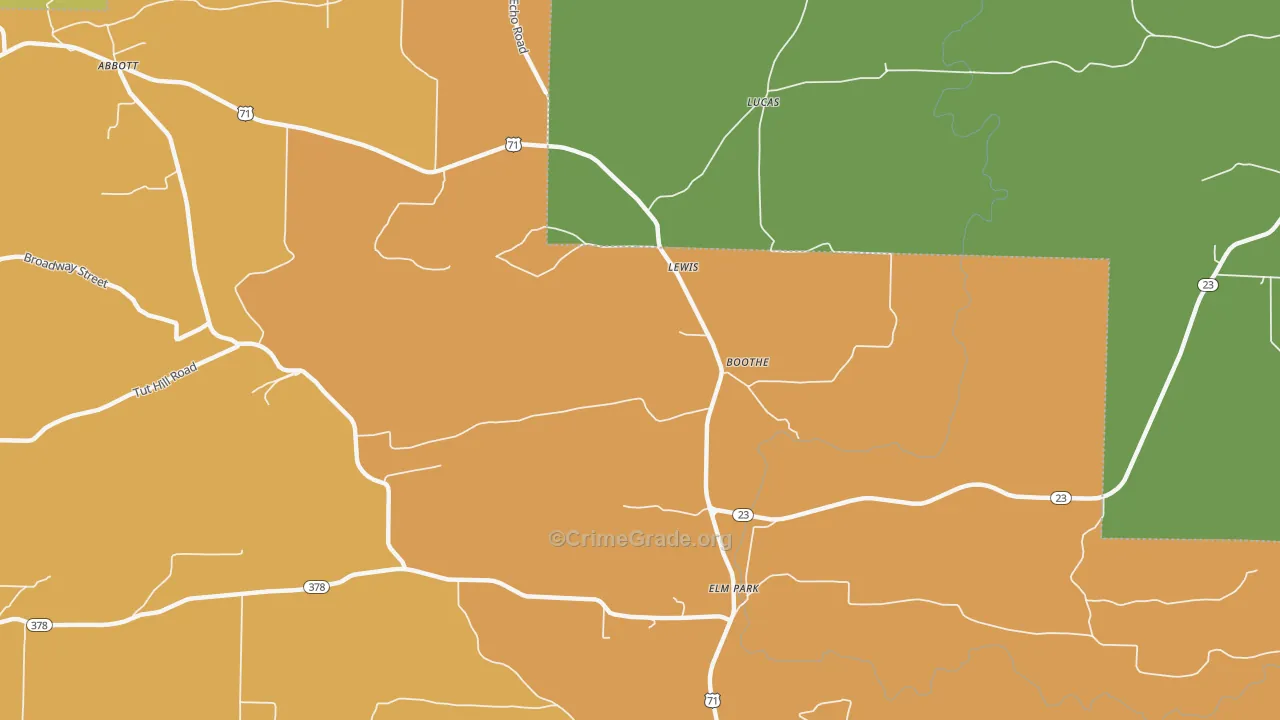 Boothe, AR Map of Assault Rates