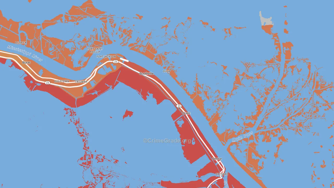 Boothville, LA Map of Assault Rates