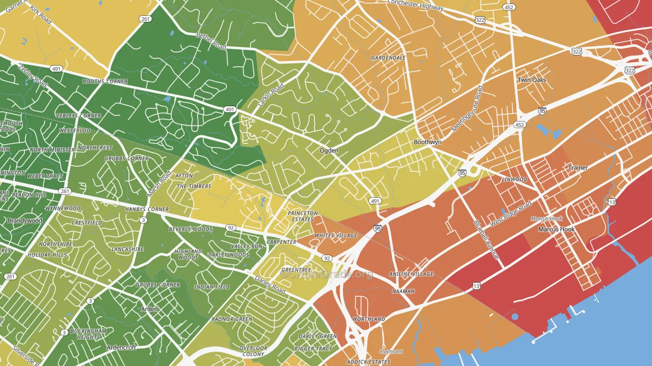 Boothwyn, PA Map of Assault Rates