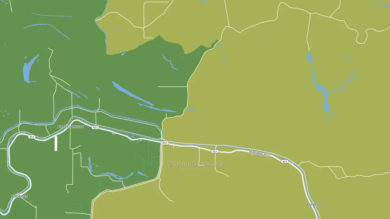 Bordelonville, LA Map of Assault Rates