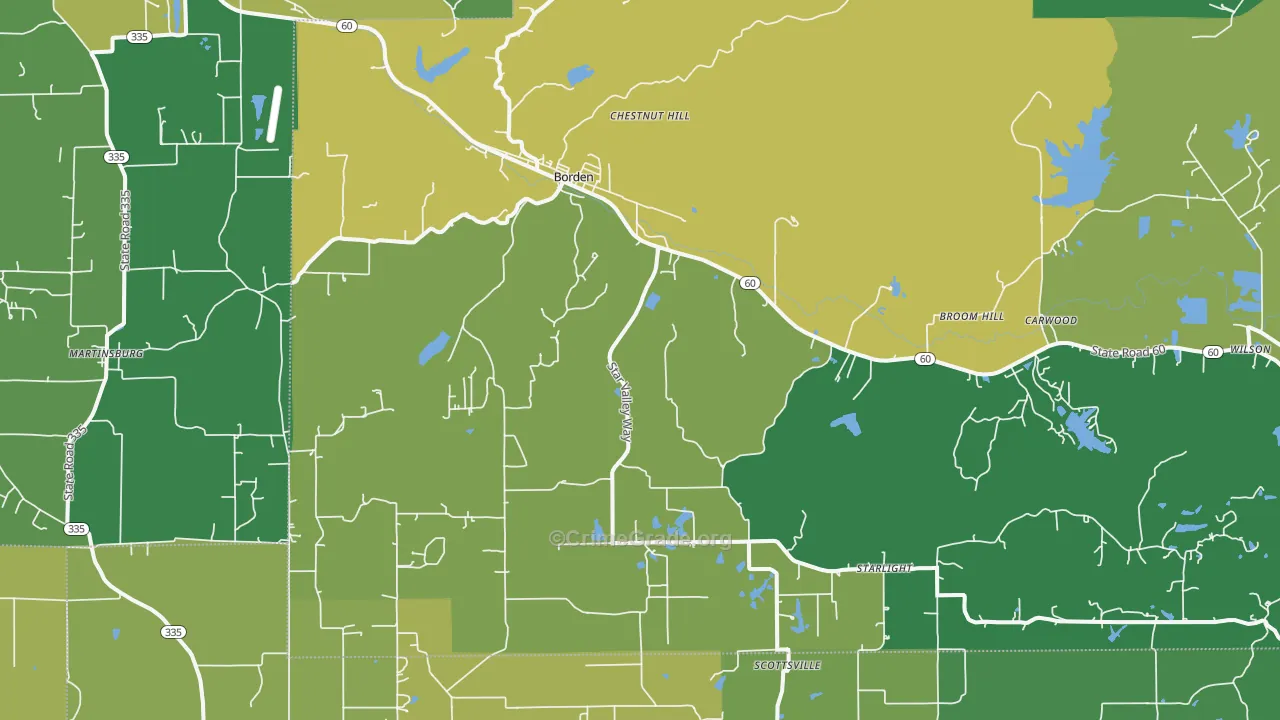 Borden, IN Map of Assault Rates