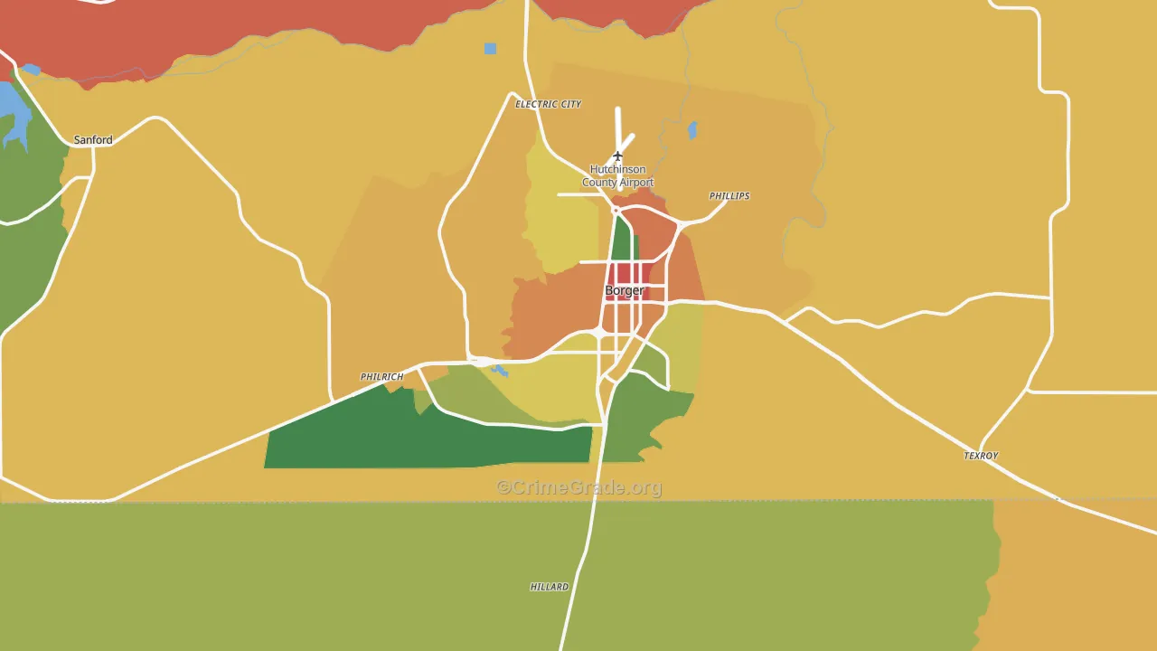 Borger, TX Map of Assault Rates