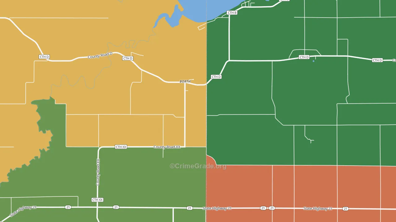 Borth, WI Map of Assault Rates