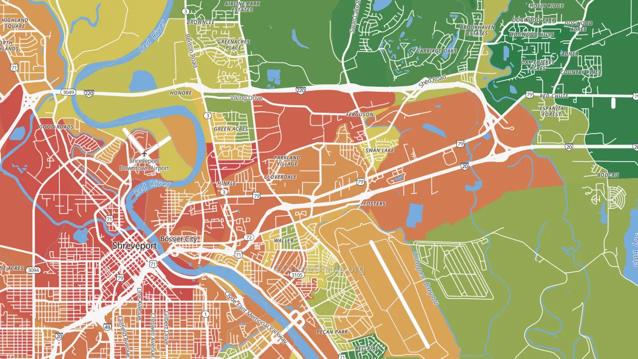 Bossier City, LA Map of Assault Rates