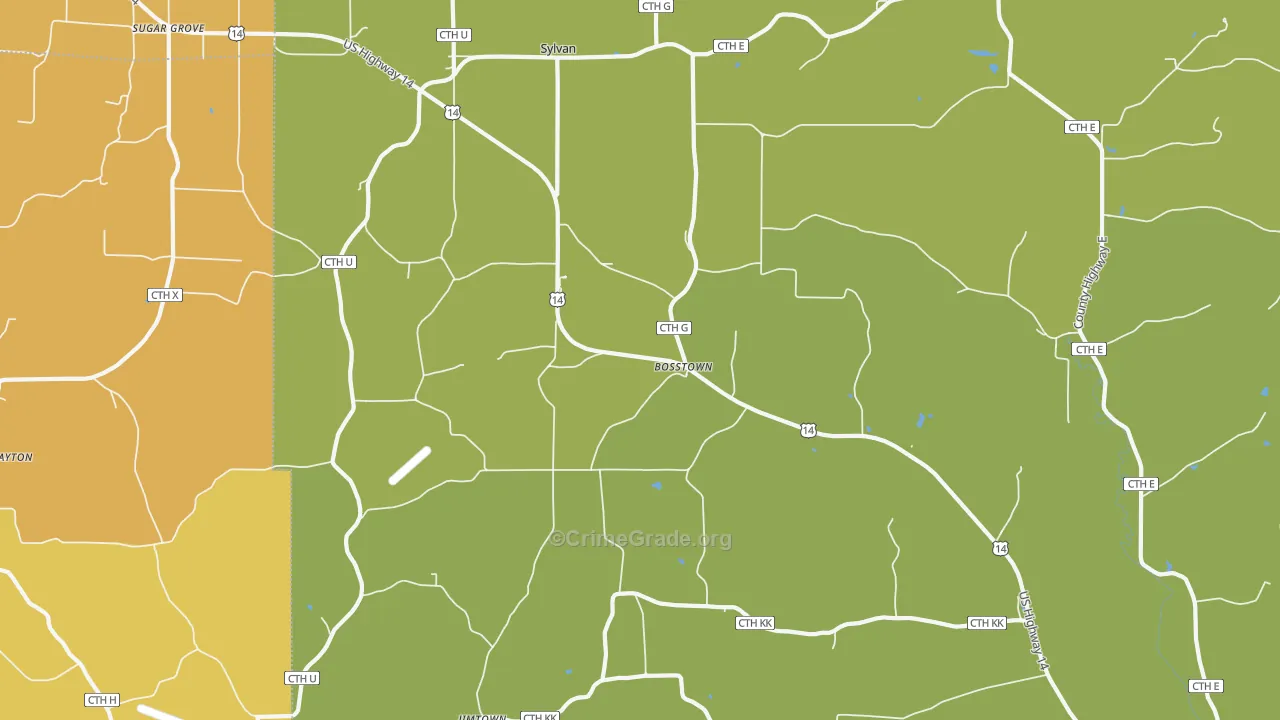 Bosstown, WI Map of Assault Rates