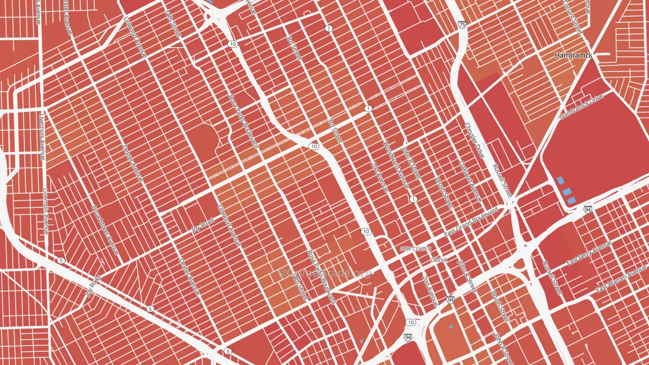 Boston Edison, Detroit, MI Map of Assault Rates