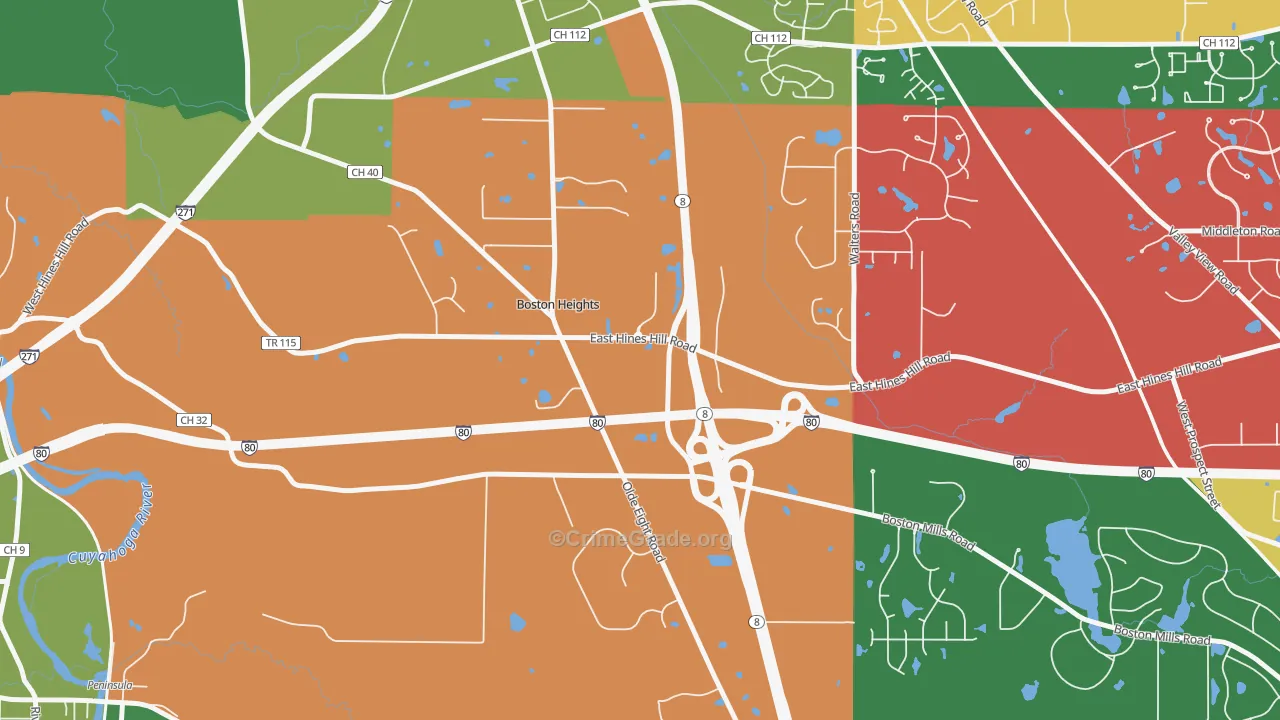 Boston Heights, OH Map of Assault Rates